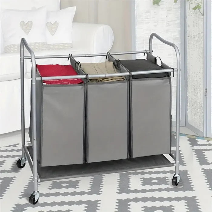 Heavy Duty Laundry Sorter Cart, Rolling Laundry Hamper with 3 Bags