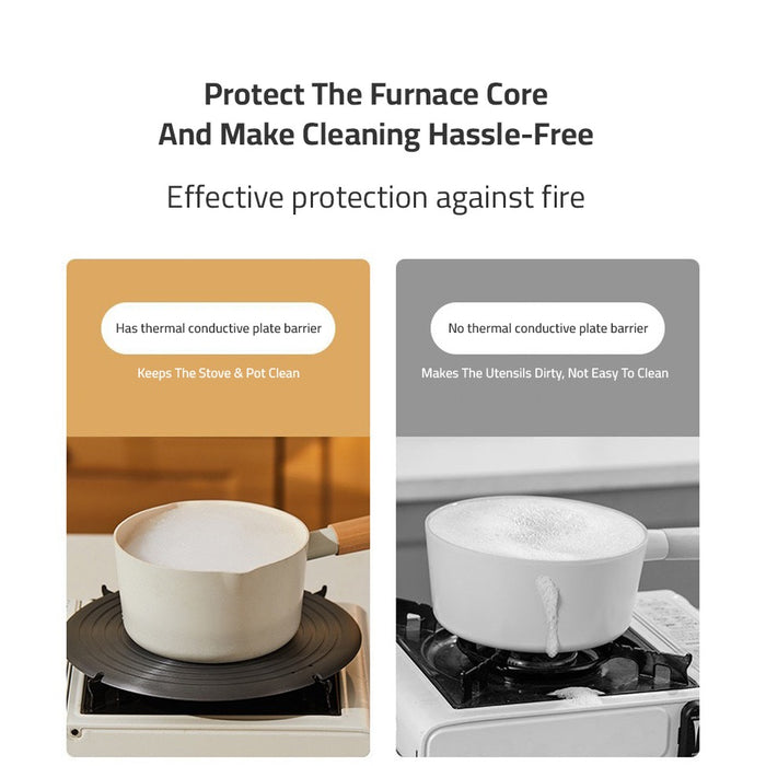 difference between without Household Stove Heat Conduction Plate on top of gas stove and with Household Gas Stove Heat Conduction Plate on top of gas stove