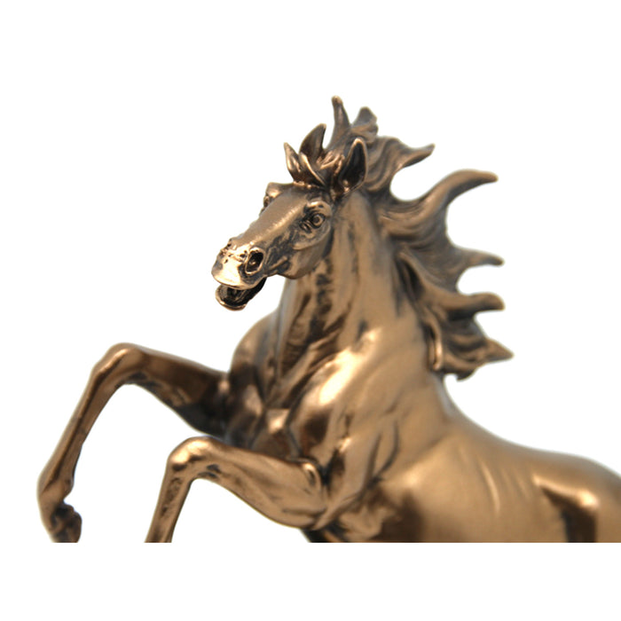Jumping horse figurine, clock, bronze decoration, Queen Isabel