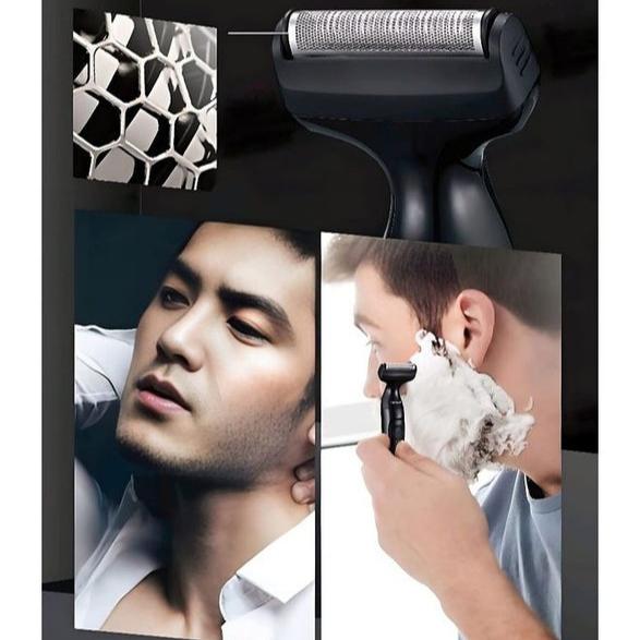 A Person is Using Kemei Professional Design  3 in 1 Electric Multi-function Men's Grooming Set.