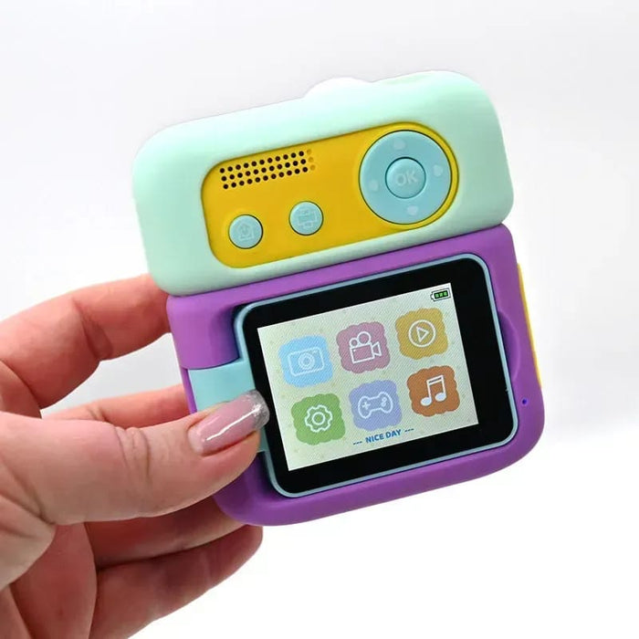 A Person is Holding Kids Unicorn Digital Instant Camera.