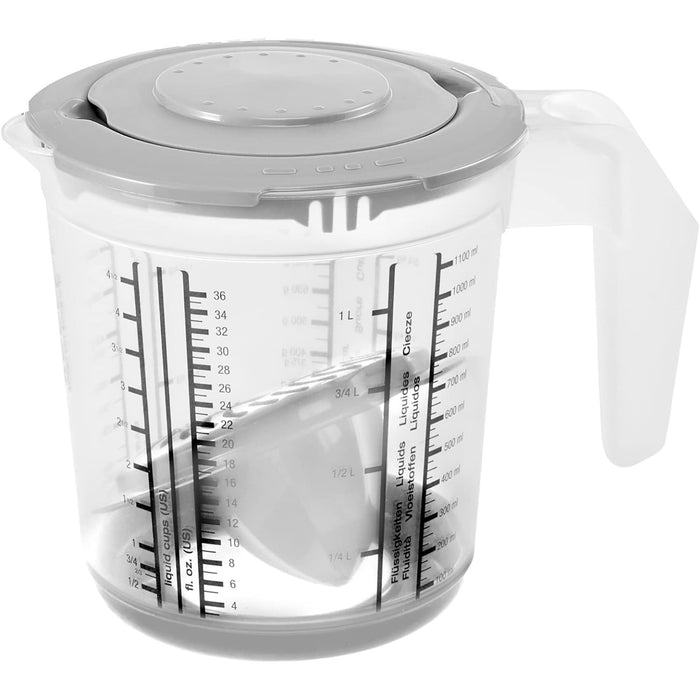 Kitchen set jug with cover, lid and citrus squeezer, Matteo Keeeper, 1 l, 14x15 cm, nordic grey