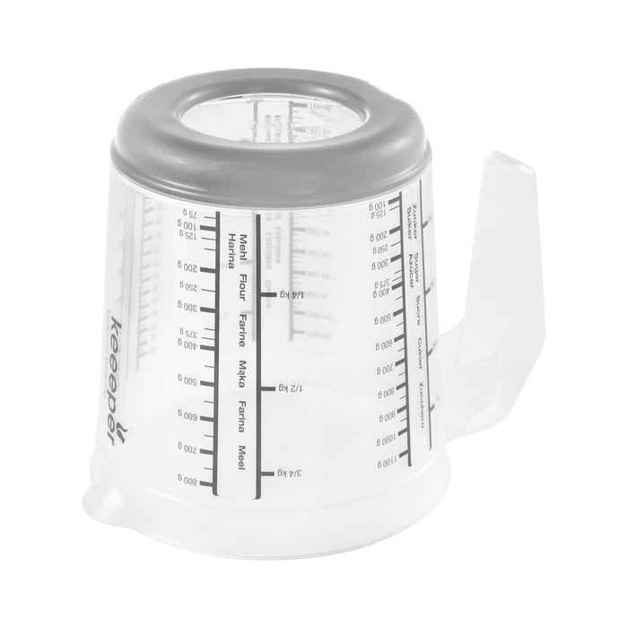 Kitchen set jug with cover, lid and citrus squeezer, Matteo Keeeper, 1 l, 14x15 cm, nordic grey