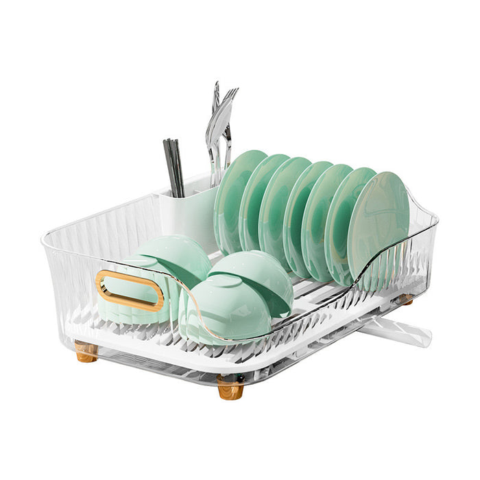 Kitchen Sink Dish Storage Drain Rack in green color