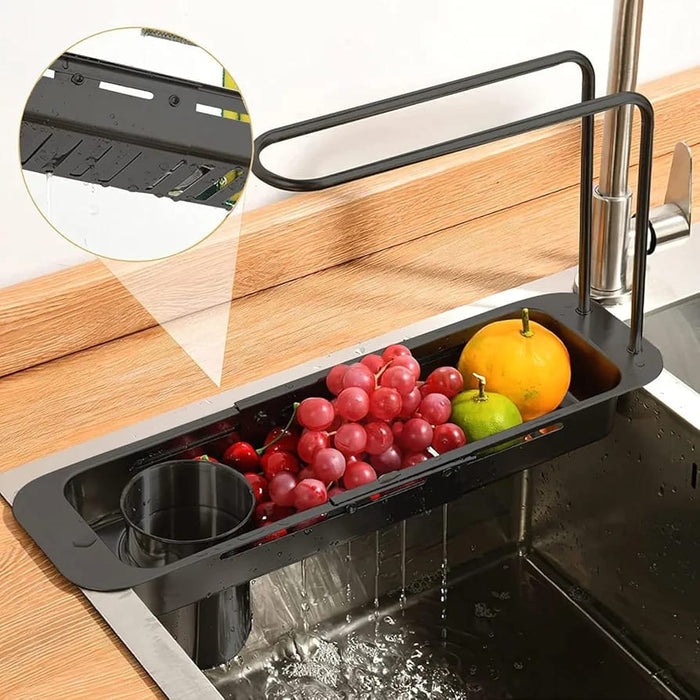Fruits are Placed at Kitchen Sink Organizer Storage Drain Rack to Drain.