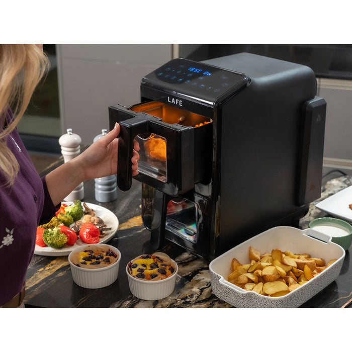 LAFE oil-free fryer, air fryer, 2 compartments, 5 L, 2460 W, LCD display, Dual Fry