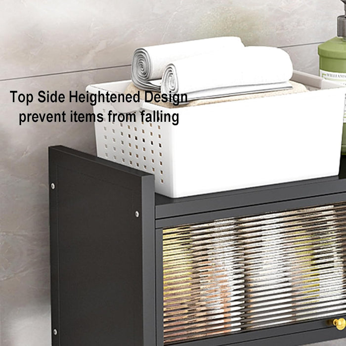 Upper Portion Of Laundry Room Storage Cabinet Organizer.