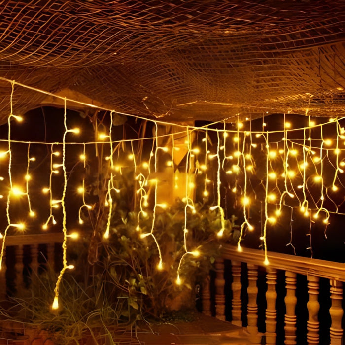 LED String Warm Light with 8 Lighting Modes - Fairy Waterfall Light for Parties, Indoor and Outdoor Decor, Festivities