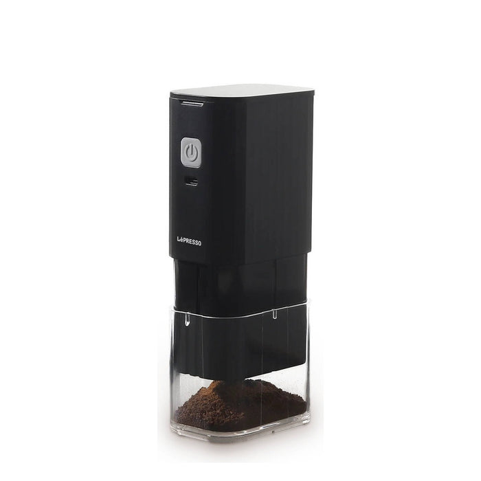Portable Lepresso JetGrind Rechargeable Coffee Grinder with transparent bean container