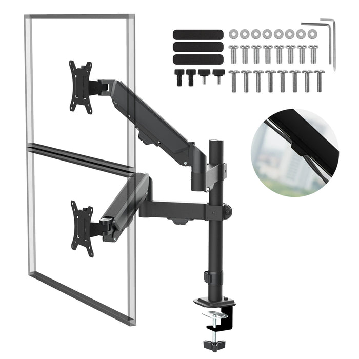 Maclean 2 monitor mount, gas spring, 17"-32", 2-10kg, black, MC-136