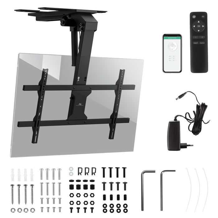 Maclean electric TV mount, ceiling mount, Tuya support, max. VESA 800x400, for TV 43-86", max. 45kg, MC-110 T