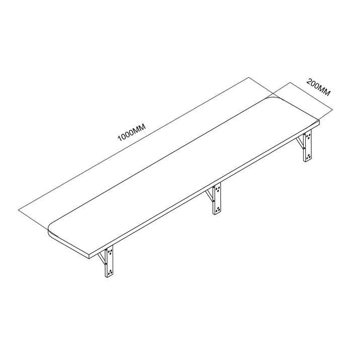 Maclean folding shelf/top, black, 100x20 cm, max. 50 kg, MC-129 B
