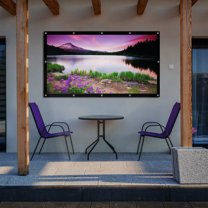 Maclean MC-982 Projection Screen, 120", 265x149cm, 25mm 16:9 Border, Tension Hooks, White