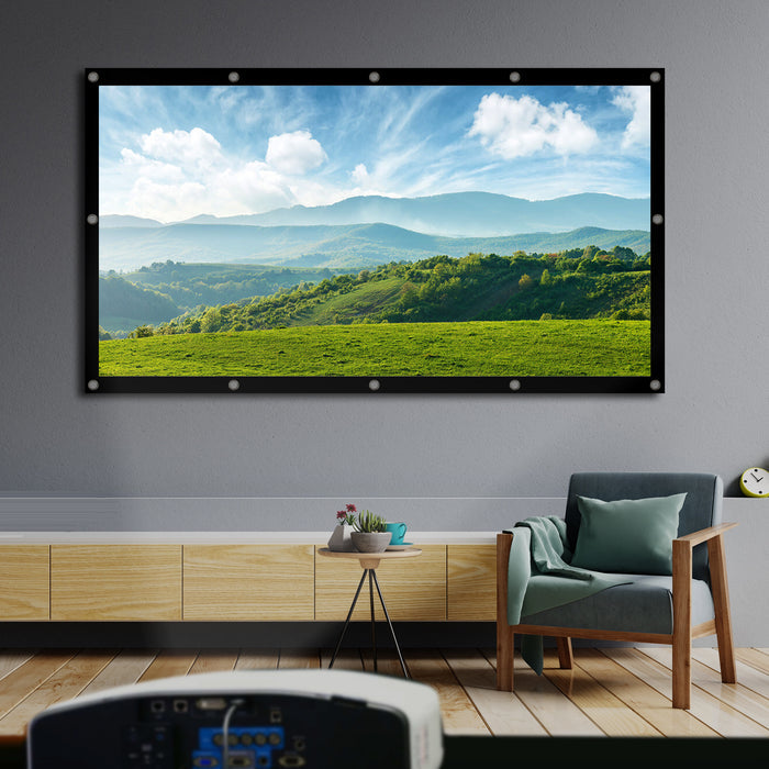 Maclean MC-982 Projection Screen, 120", 265x149cm, 25mm 16:9 Border, Tension Hooks, White