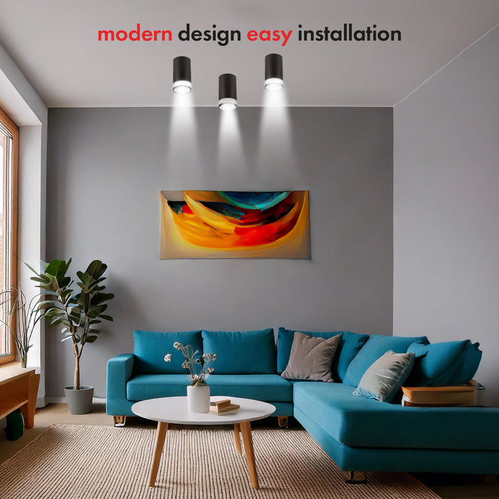 Maclean surface-mounted luminaire / tube, spot, round, aluminum, GU10, 55x105mm, black color, MCE361 B