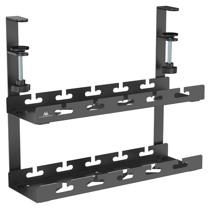 Maclean under-desk cable organizer, max load 5kg, 2 levels, black, MC-104 B