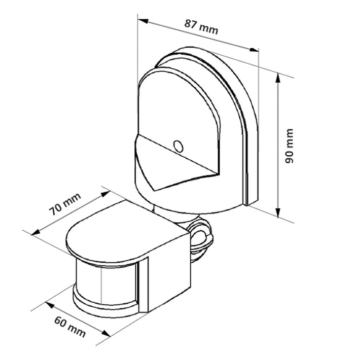 Maclean wall-mounted motion and dusk sensor, 180°, max. 1200W, black and white, MCE25