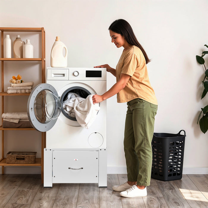 Maclean Washer/Dryer Base with Drawer, max. load 150 kg, white, MC-117 W