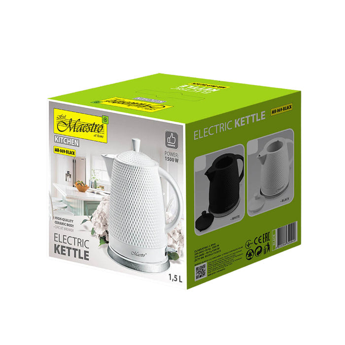 Maestro ceramic kettle, capacity 1.5l, 1500W, black, MR069 UK plug
