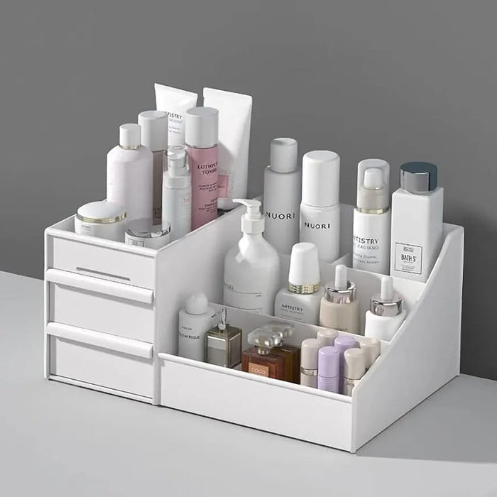 Makeup Desk Organizer with Cosmestics.
