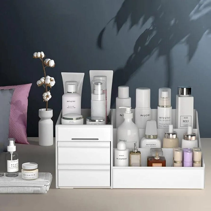 Makeup Items are Organized in a Makeup Organizer.