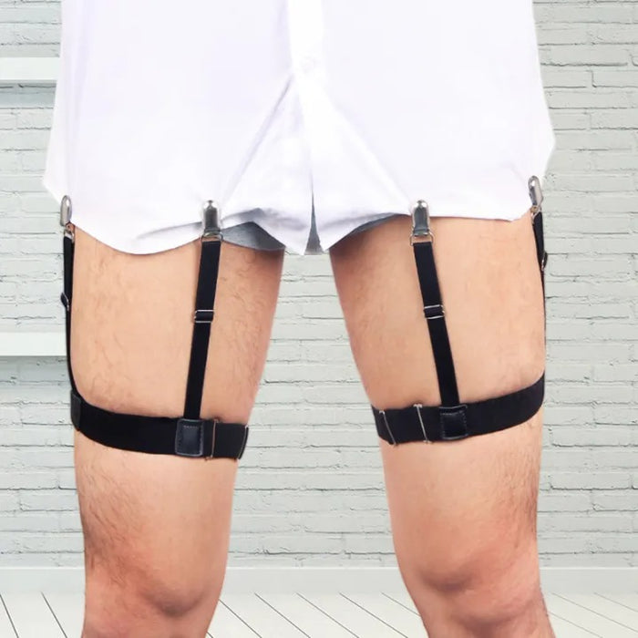 man wearing Mens Shirt Stays Garters