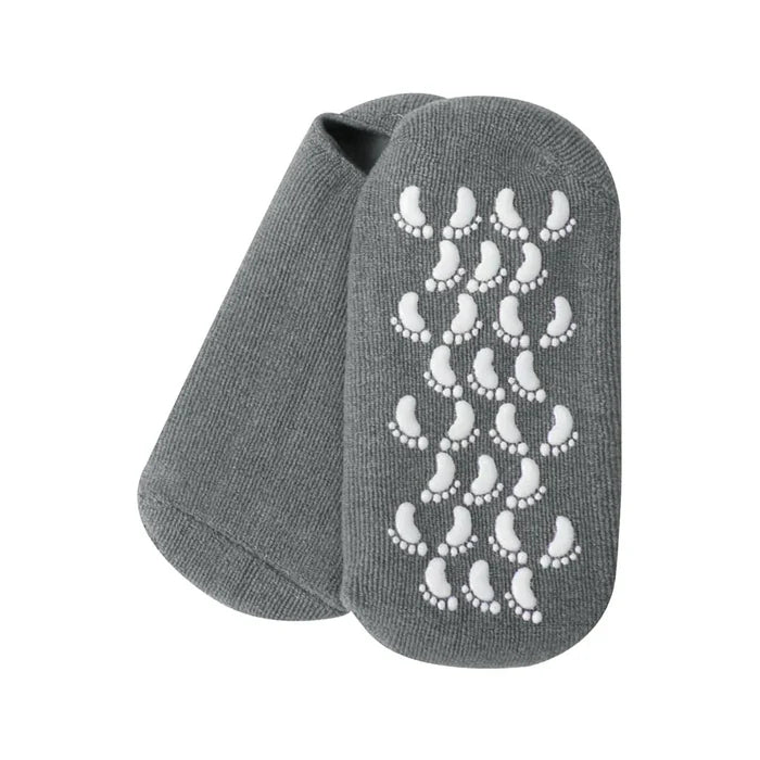 Moisturizing Spa Gel Socks with white footprints on a white background
