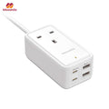 Moxedo Smart-Plug 65W GaN III Tech Extension Cord with multiple outlets and USB ports on a white background