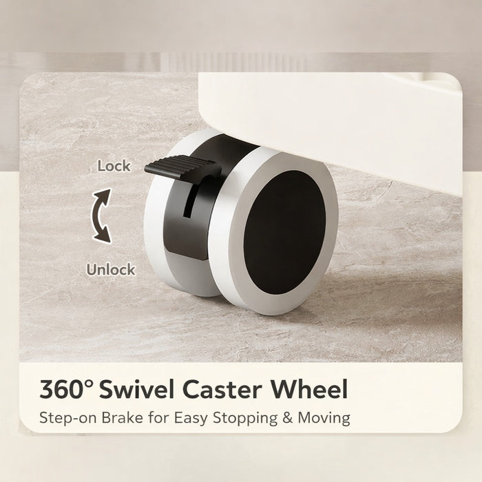 Lock and Unlock feature of  wheel of Multi-Drawer Storage Cabinet