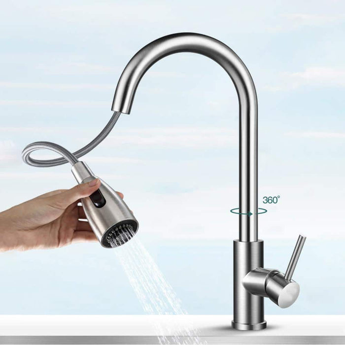 A Person is Holding Kitchen Pull Out Tap.