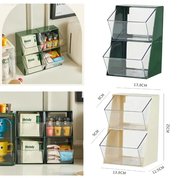 A group of multi-layer desktop dustproof storage rack and its size