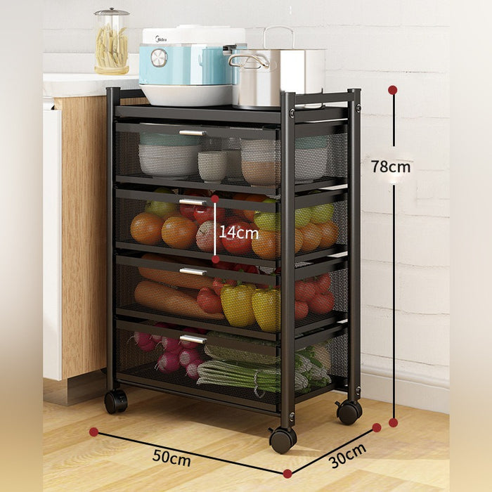 Size Of Multi-Layer Drawer Kitchen Trolley Rack.