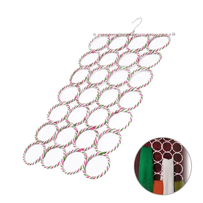 Multi-Ring Hanging Scarf Holder on a white background