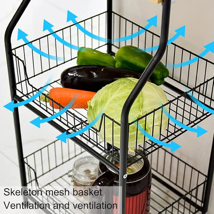 Parts Of Multi-tier Home Kitchen Organization Shelf Storage Rack With Kitchen Items.