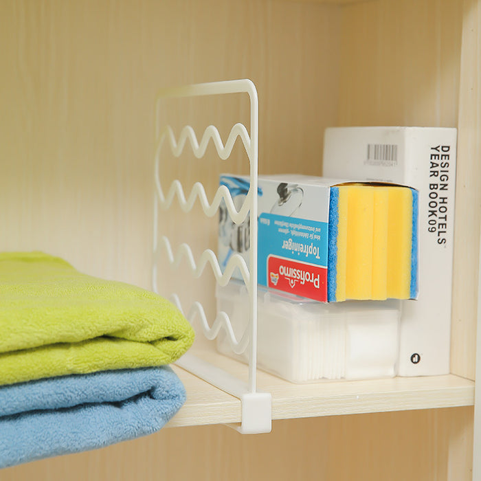 Wardrobe Separation Board installed on a rack to separately organize towels and dishwash scrubber