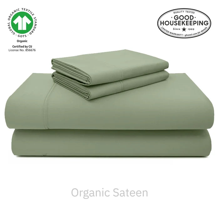 Natural Organic Cotton Sateen Sheet Set