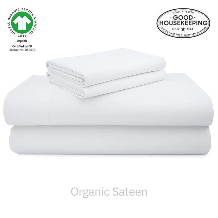 Natural Organic Cotton Sateen Sheet Set