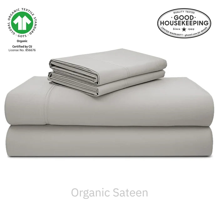 Natural Organic Cotton Sateen Sheet Set
