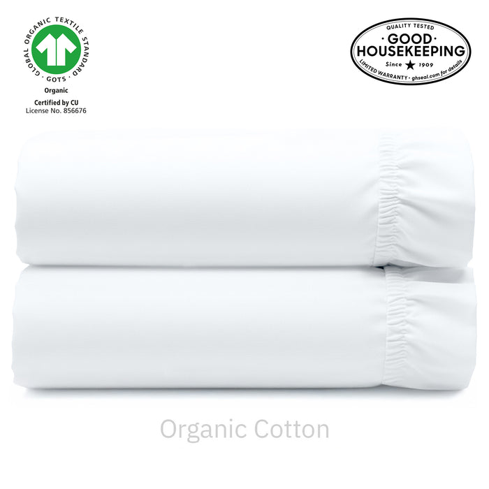 Natural Organic Percale Cotton Fitted Sheet - 2-Pack