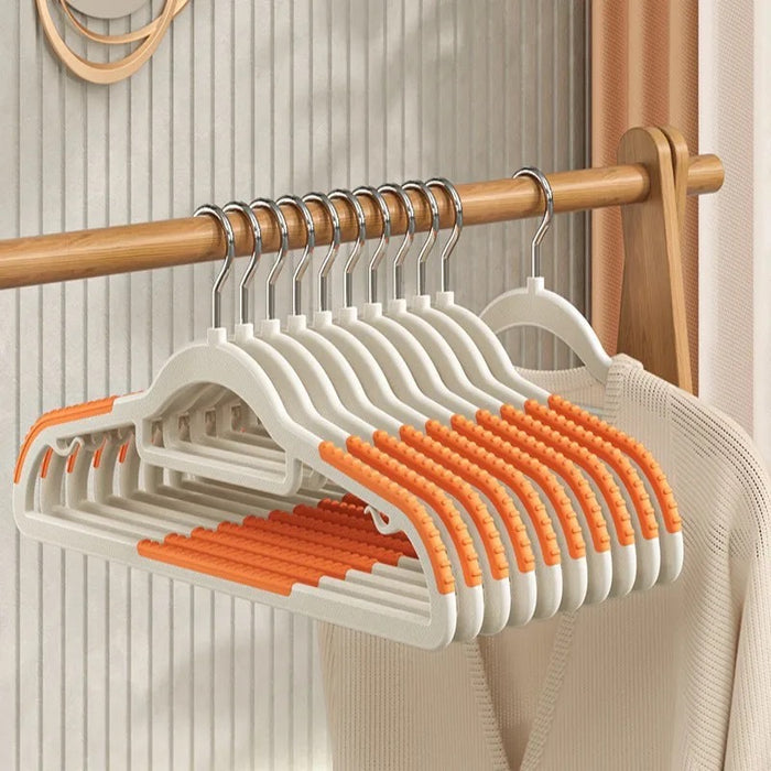 A clothing hangers displaying various garments