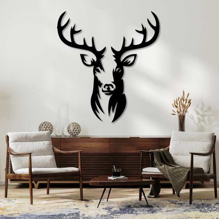 Openwork painting, 3D wall decoration, 3D painting "Deer" 60x50cm black