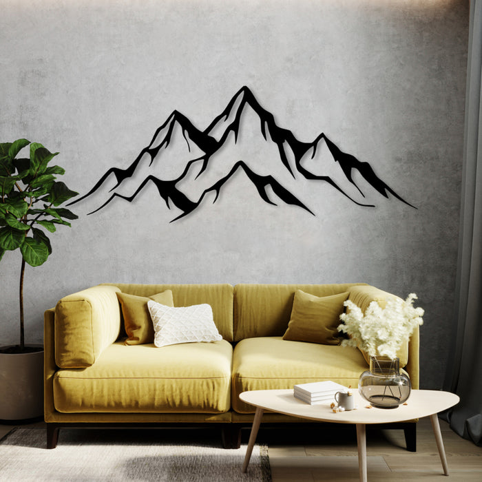 Openwork painting, 3D wall decoration, 3D painting "Panorama of Mountains" 100x34cm Black