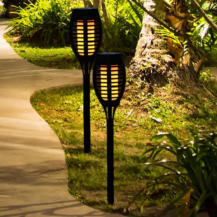 12-LED Solar Torch Light Placed at Garden Area.