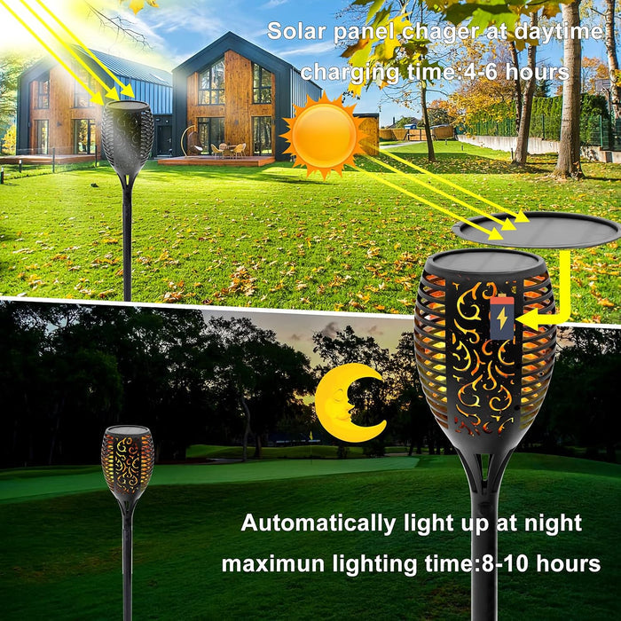 12-LED Solar Torch Light Placed at Garden Area.