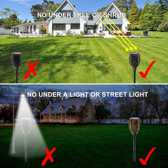 12-LED Solar Torch Light is Placed at Infront Of House.