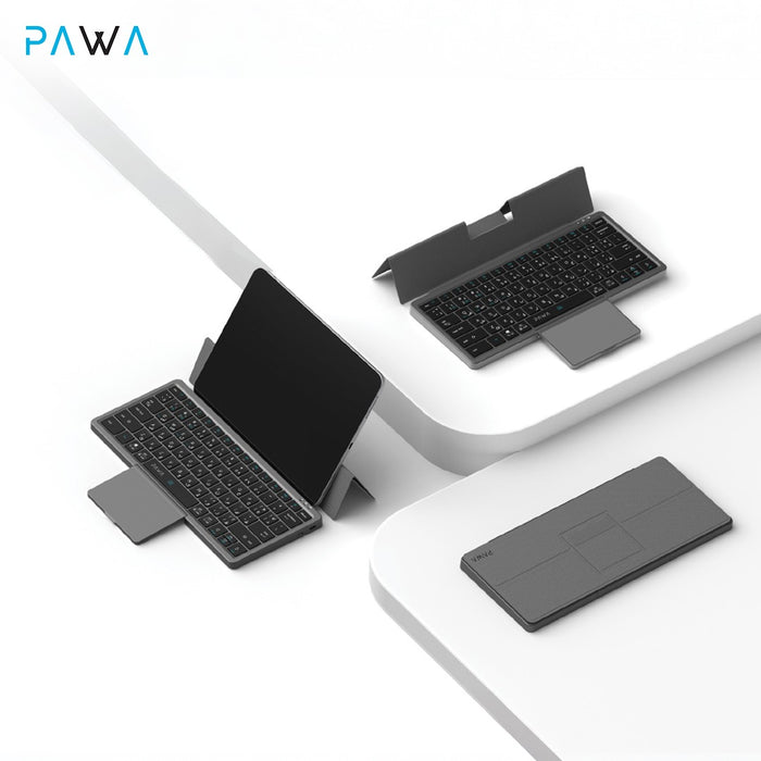 PAWA Tri-Fold Wireless Bluetooth Keyboard for tablets on a white background