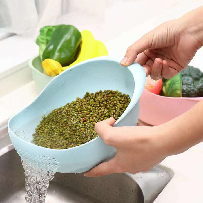 Plastic Rice Washing Strainer Basket being used to wash green gram