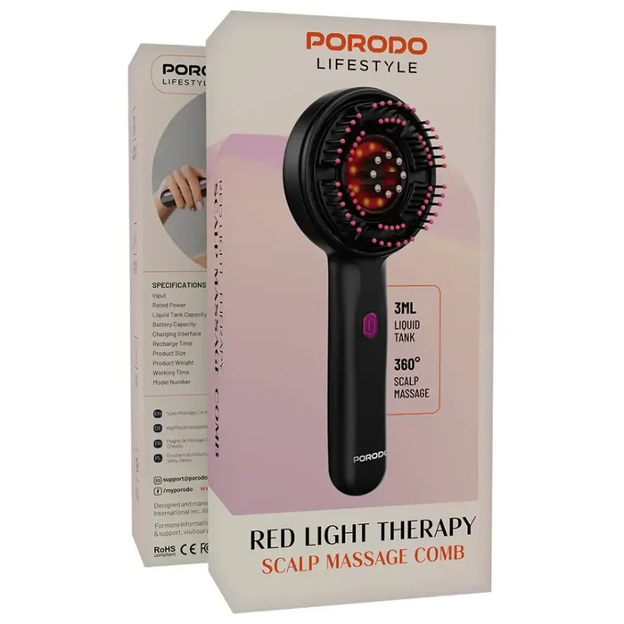 Pack of Porodo Red Light Therapy Scalp Massage Comb.