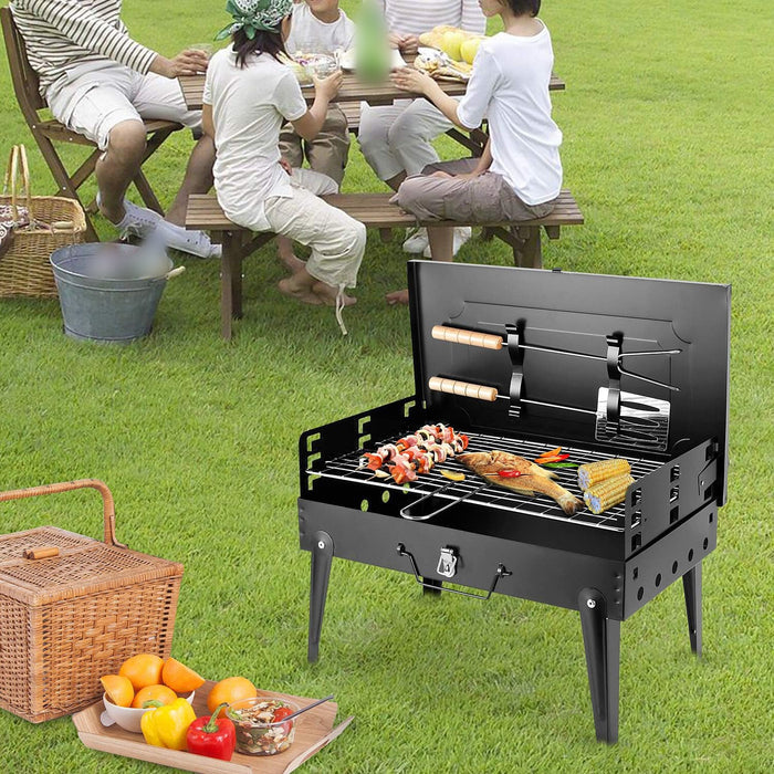Portable Camping BBQ Grill, Charcoal Barbecue Stove Set