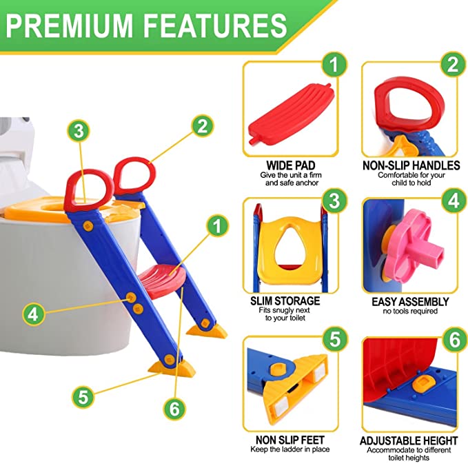 Potty Toilet Trainer with Step Stool Ladder, (3 in 1) Trainer for Kids Toddlers